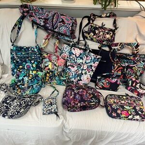 Vera Bradley Floral Quilted Blue Tote & Accessory Set- 18 Pieces
